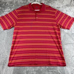 Nike Golf Dri Fit Polo Shirt Men's L Orange Red Green Stripe Breathable (0741)